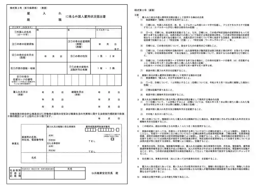 外国人雇用状況届出書の届出